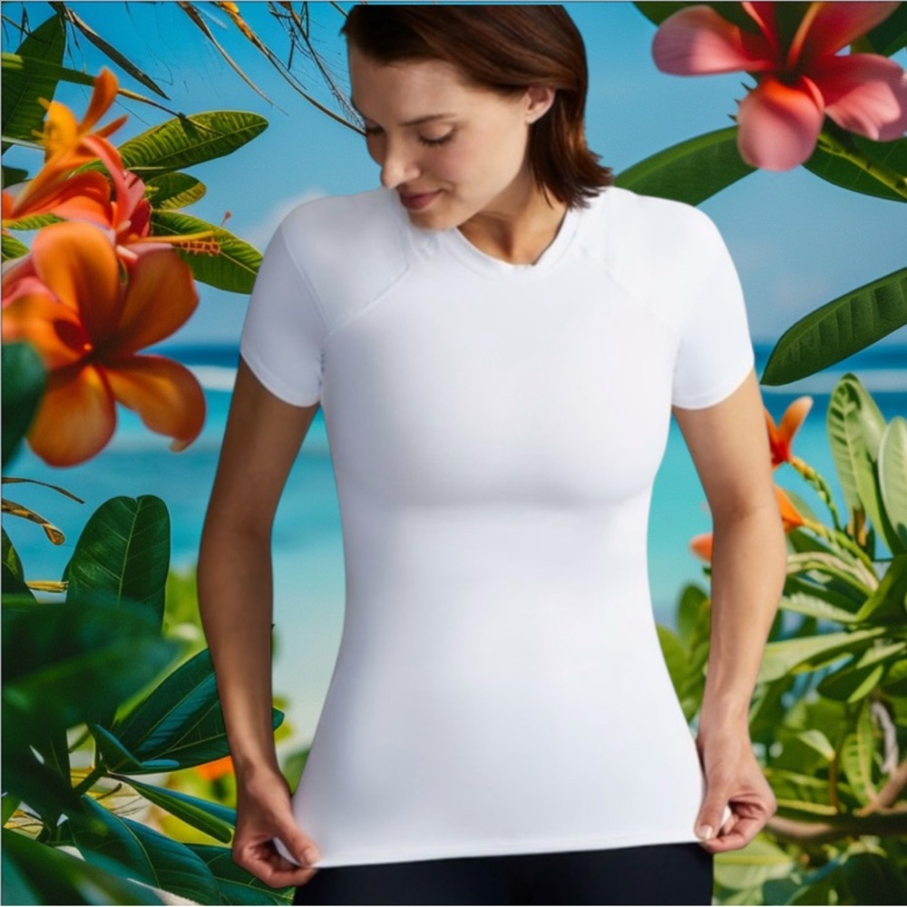 TOMMIE COPPER WOMEN’S PRO-GRADE SHORT SLEEVE SHOULDER SUPPORT SHIRT SZ M WHITE - Picture 2 of 12
